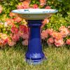 Short Porcelain Birdbath with Hand Painted Patterns