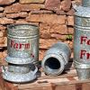 Set of 3 Galvanized Old Style Milk Jug Planters