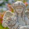 "Sopia" the Magnesium Angel Statue Holding Bouquet