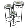 "Marisol" Set of 3 Nesting Iron Mosaic Plant Stands