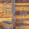 Set of 2 Hourglass Shaped Iron Bird Cage Plant Stands "London 1820"