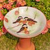 Short Porcelain Birdbath with Hand Painted Patterns