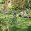 Three Piece Metal Bistro Set with Two Folding Chairs & One Round Table