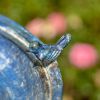 Tall Round Pedestal Birdbath with Bird Details