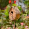 Country Style Iron Birdhouse Stake with Varying House Shapes