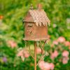 Country Style Iron Birdhouse Stake with Varying House Shapes